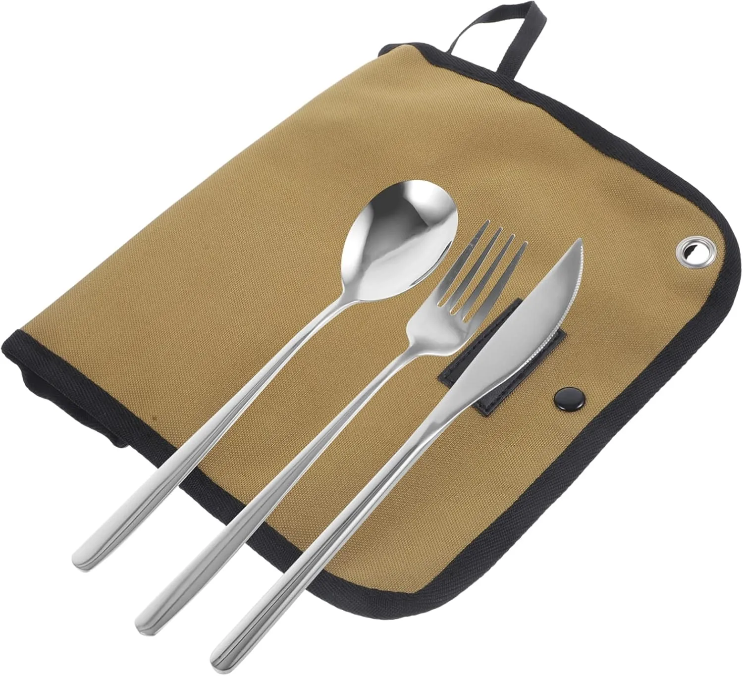 1 Set Camping Cutlery Kit Picnic Utensils Mesh Bag Portable Camping Accessories Folding Tableware Organizer