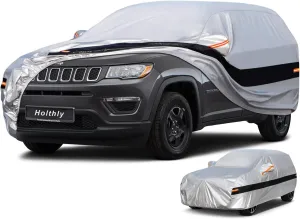10 Layers SUV Car Cover Custom Fit for Jeep Compass (2007-2024) Waterproof All Weather for Automobiles, Outdoor Full Cover Rain Sun UV Protection.Silver