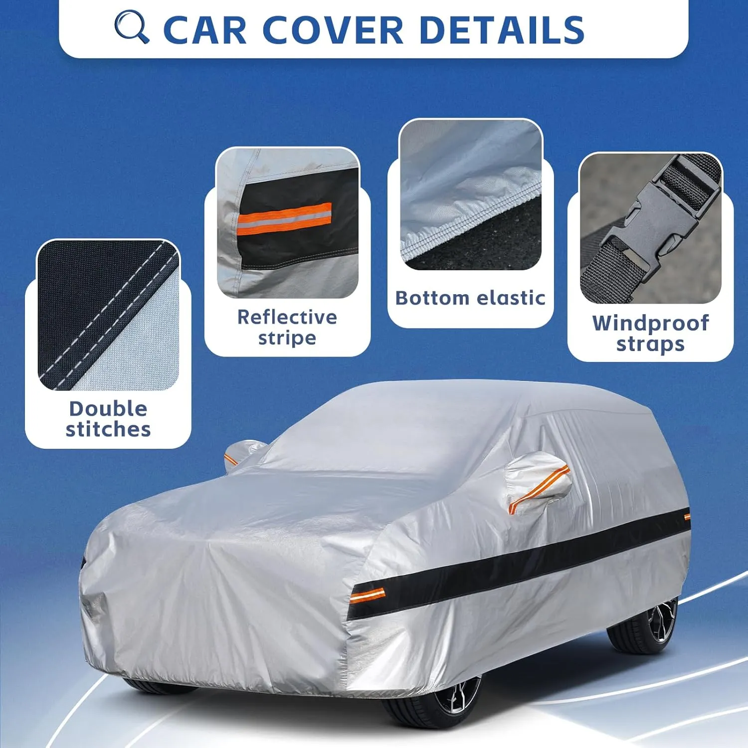 10 Layers SUV Car Cover Custom Fit for Jeep Compass (2007-2024) Waterproof All Weather for Automobiles, Outdoor Full Cover Rain Sun UV Protection.Silver