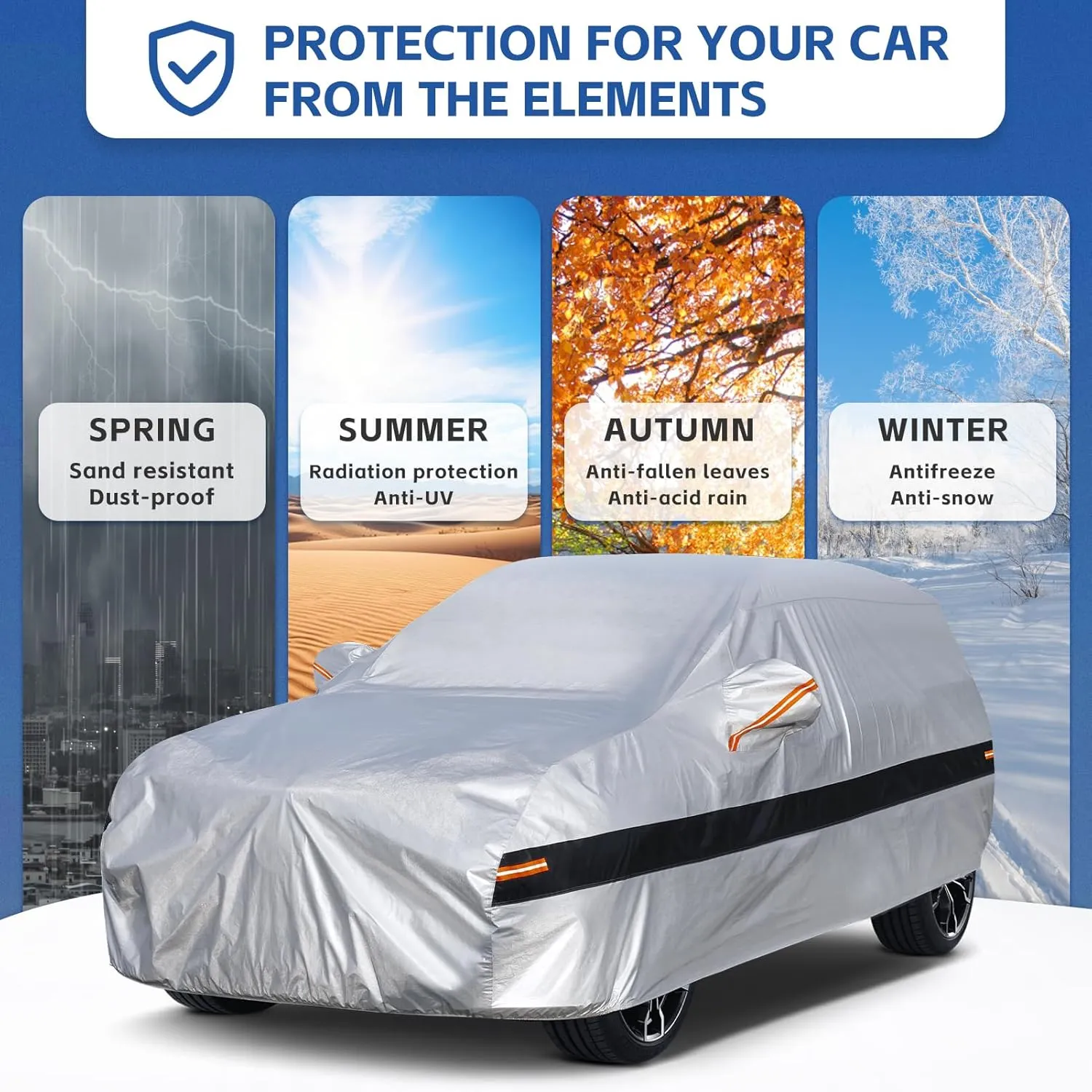 10 Layers SUV Car Cover Custom Fit for Jeep Compass (2007-2024) Waterproof All Weather for Automobiles, Outdoor Full Cover Rain Sun UV Protection.Silver