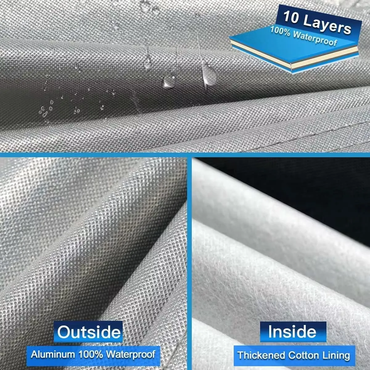 10 Layers SUV Car Cover Custom Fit for Jeep Compass (2007-2024) Waterproof All Weather for Automobiles, Outdoor Full Cover Rain Sun UV Protection.Silver