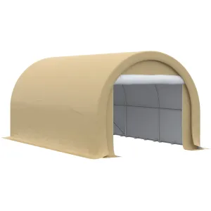 10' x 16' Heavy-Duty Carport with Zippered Door & UV-Resistant Canopy, Beige