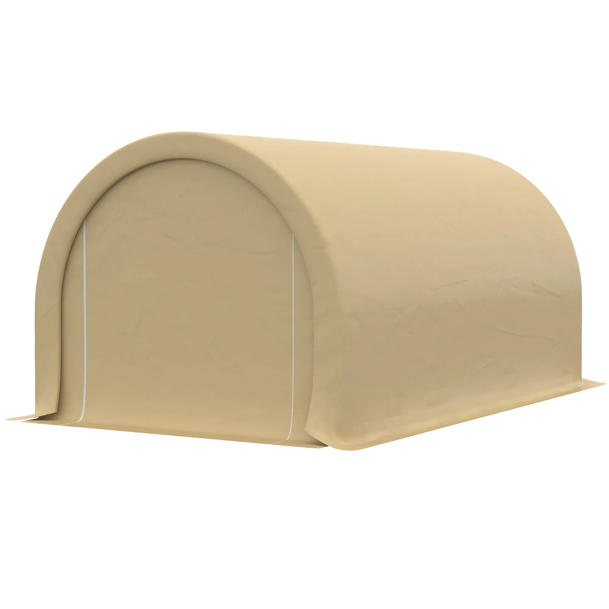 10' x 16' Heavy-Duty Carport with Zippered Door & UV-Resistant Canopy, Beige
