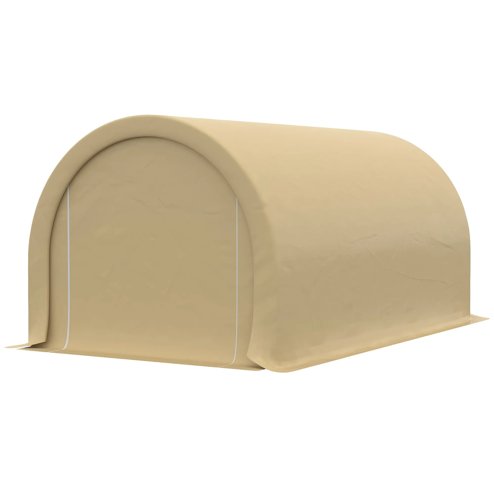 10' x 16' Heavy-Duty Carport with Zippered Door & UV-Resistant Canopy, Beige