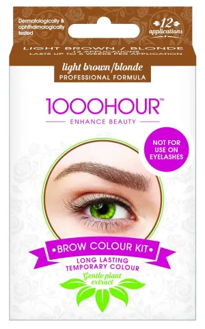1000 Hour Professional Formula Brow Color Kit - Defined Brows with a Long-Lasting Formula with Eyebrow Mascara - Brow Gel for BROWS ONLY that Last Up To 6 Weeks with 12 Applications - Light Brown