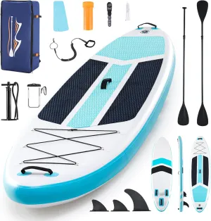 10'6x33'' Extra Wide Inflatable Paddle Board, 400lb Capacity Stand Up Paddle Board for Adults, Stable Inflatable Sup Yoga Board, All Skill Levels, 2Pcs Paddle & Carry Bag, 1 Repair Kit