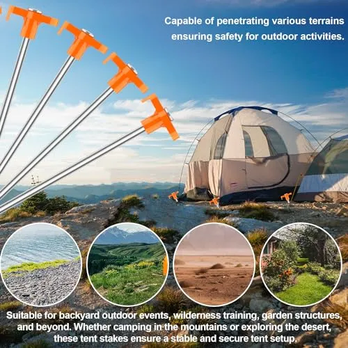 10PCS 7" Tent Stakes Heavy Duty Camping Tent Stakes w/ Sleeve