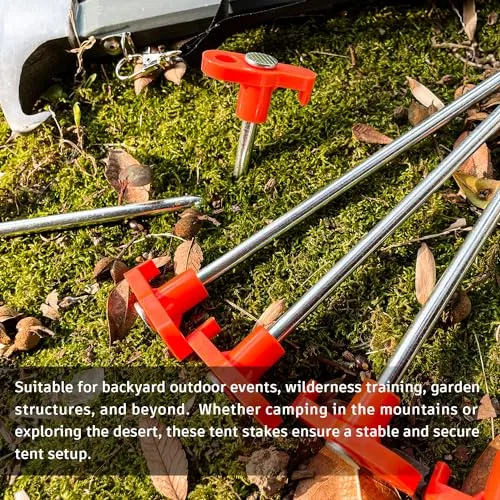 10PCS 7" Tent Stakes Heavy Duty Camping Tent Stakes w/ Sleeve
