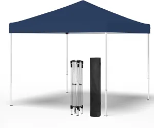 10x10 Pop Up Canopy Tent, Instant Shade Tent, Easy to Set Up Outdoor Canopy, Portable Gazebo Shelter for Beach, Events, Parties, Camping, Dark Blue