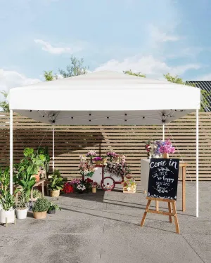 10x10 Pop Up Canopy Tent, Outdoor Canopy Tent with 3 Adjustable Height, Easy Set Up Canopy with 4 Sandbags & Carrying Bag for Camping, Parties,Outdoor Events - White（Old Version）