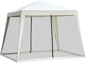 10x10ft Pop Up Gazebo Tent with Slant Legs - Beige Cathedral Roof Canopy, UV Protection & Mesh Windows, Easy Assembly for Patio Garden Backyard Events