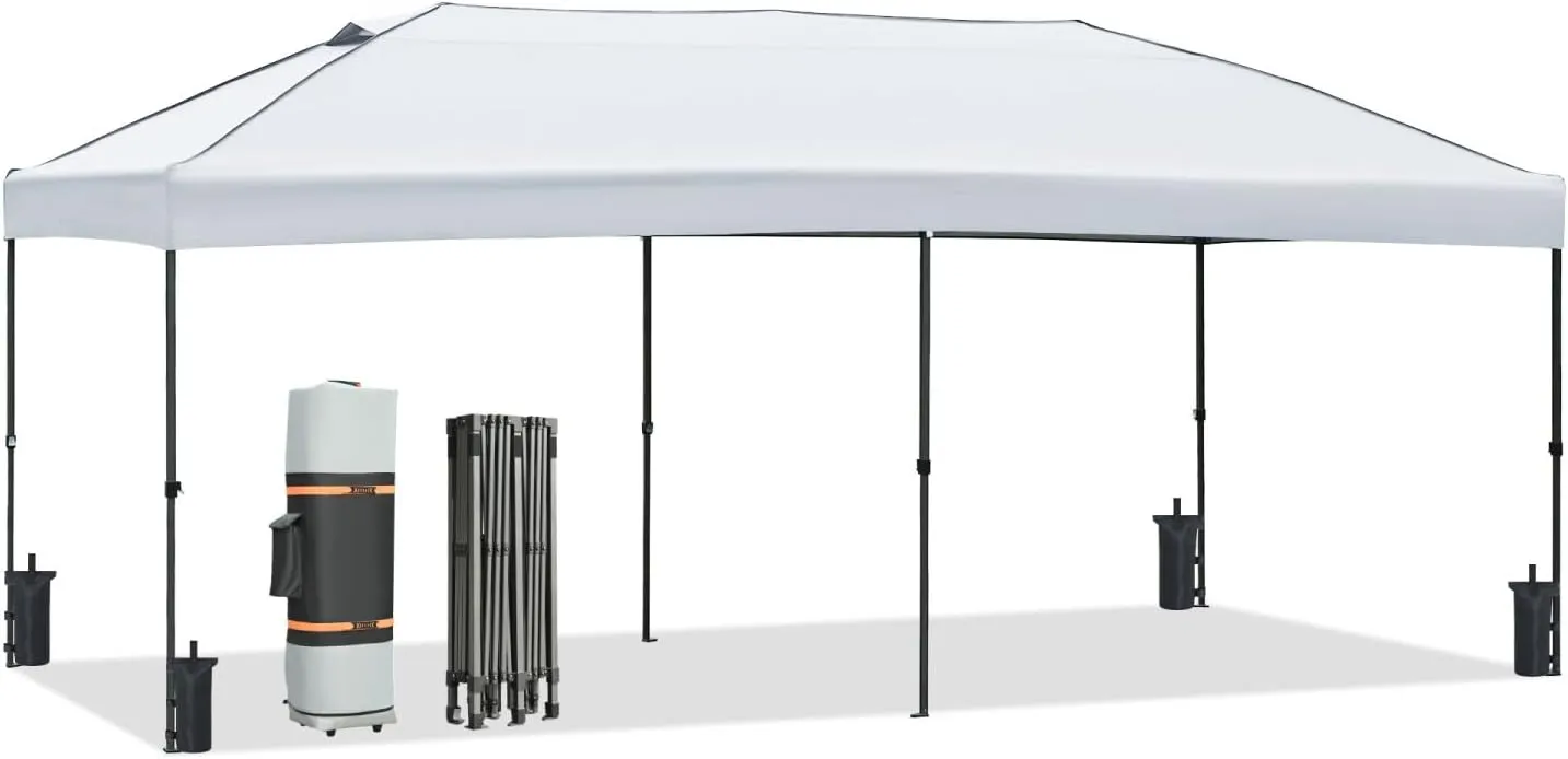10x20 Pop Up Canopy with Sidewalls, Outdoor Canopy Tent Heavy Duty for Backyard, Wedding Party Tent for Parties with Wheeled Bag (White)