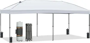 10x20 Pop Up Canopy with Sidewalls, Outdoor Canopy Tent Heavy Duty for Backyard, Wedding Party Tent for Parties with Wheeled Bag (White)