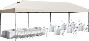 10x30 Pop Up Canopy with Sidewalls, Heavy Duty Outdoor Party Tent with Wheeled Bag, for Patio,Wedding, Backyard Khaki