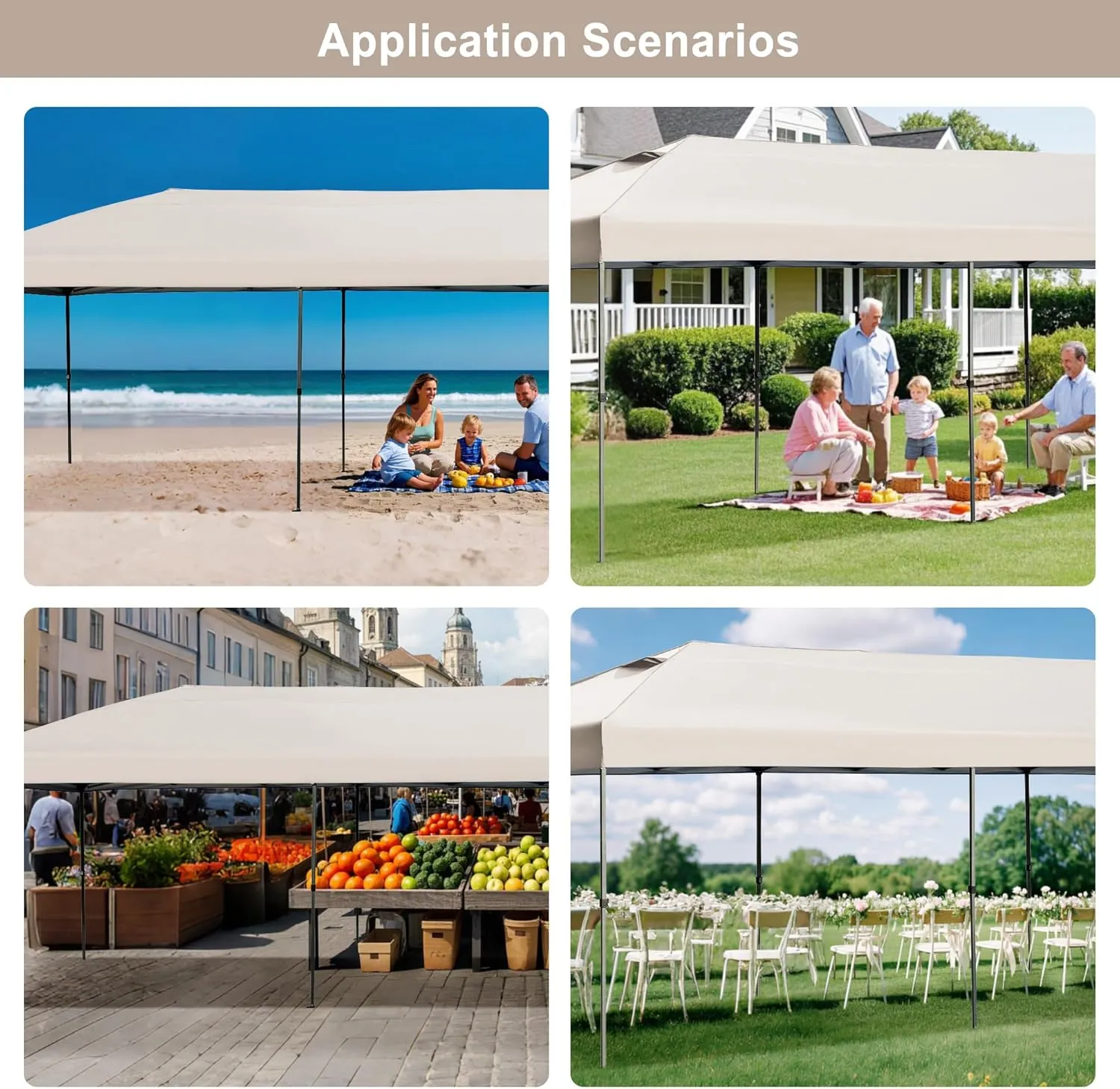 10x30 Pop Up Canopy with Sidewalls, Heavy Duty Outdoor Party Tent with Wheeled Bag, for Patio,Wedding, Backyard Khaki