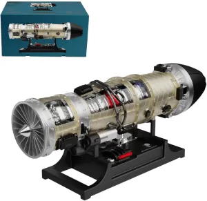 1:10 Scale SKYMECHMAN Military Stealth Fighter Engine, DIY Metal Mechanical Assembly Electric Turbofan Small Bypass Ratio Twin Rotor Engine, Physics Science Model Kit (600 PCS)