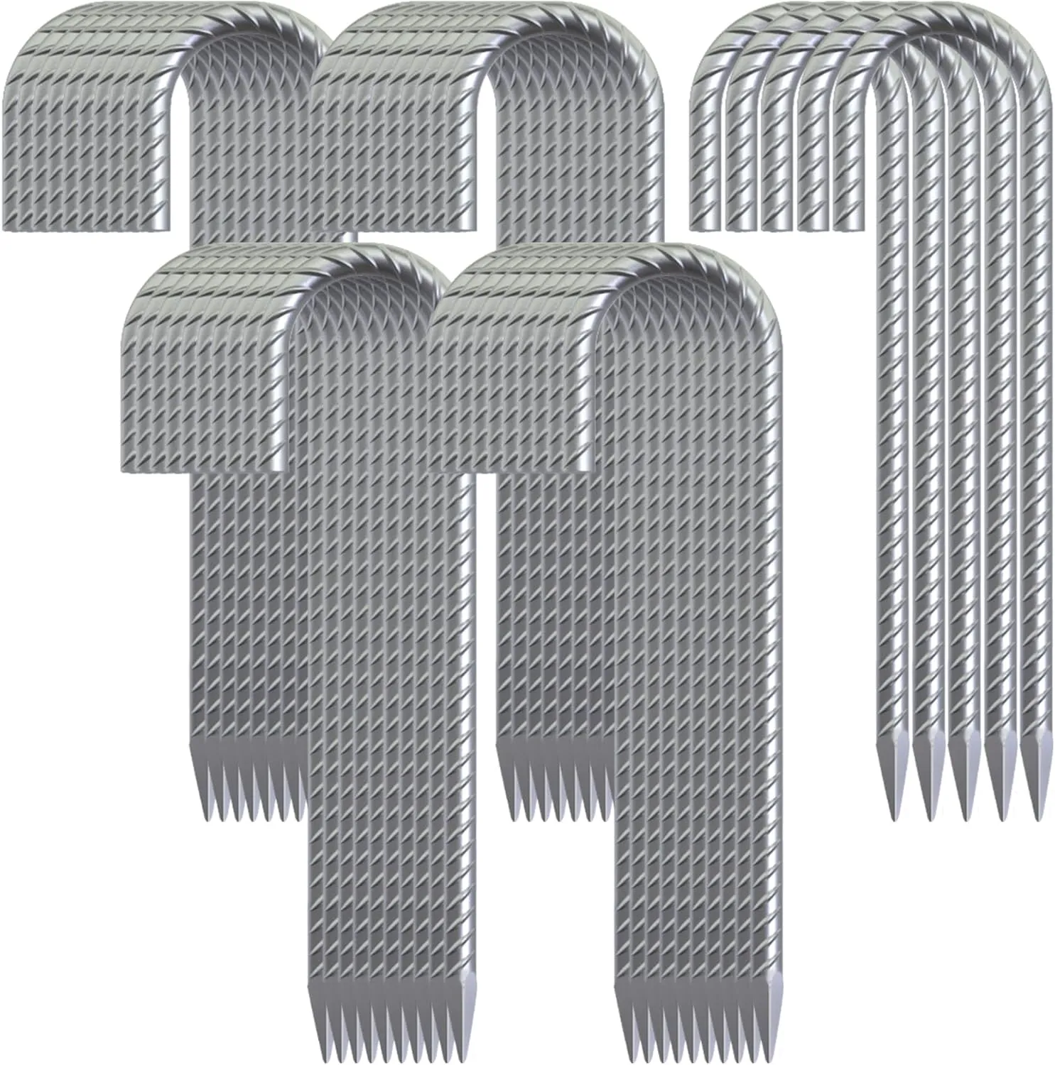 12 Inch Rebar Ground Stakes Heavy Duty J Hook 55 Pack Metal Spikes Galvanized Ground Anchors Tent Stakes for Fence, Bounce House, Gazebos and Outdoor Decorations Inflatables