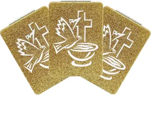 12 Pcs Baptism Holy Spirit Gold Compact Mirror Square Glitter Pu Leather Makeup Mirror Recuerdos De Bautizo First Communion Birthday Shower Memories Gifts Party Favors (Gold)