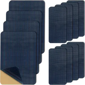 12 Pcs Pool Patch Repair Kit, Pool Safety Cover Patch Kit Self Adhesive, Swimming Pool Cover Repair Kit, Tear Resistant Patch for Inground Safety Pool Cover, 12 x 8 inch, 4 X 8 inch (Blue)