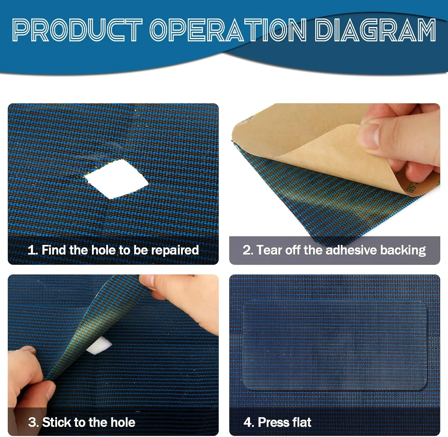12 Pcs Pool Patch Repair Kit, Pool Safety Cover Patch Kit Self Adhesive, Swimming Pool Cover Repair Kit, Tear Resistant Patch for Inground Safety Pool Cover, 12 x 8 inch, 4 X 8 inch (Blue)