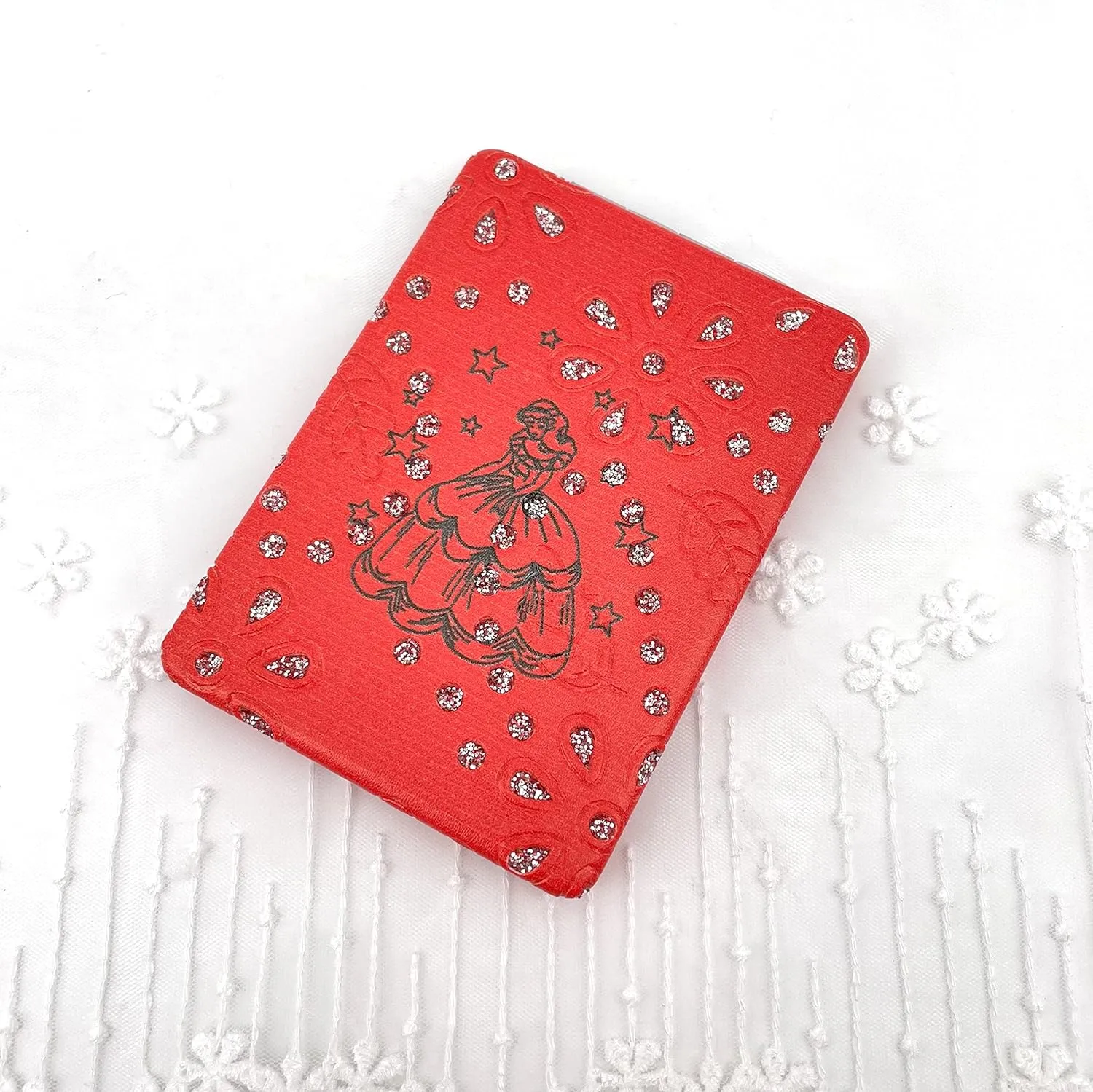 12 Pcs Sweet 15 Quinceanera Bling Compact Mirror Square Pu Leather Makeup Mirror Recuerdos De Bautizo First Communion Mis Años for Party Favors (Red)