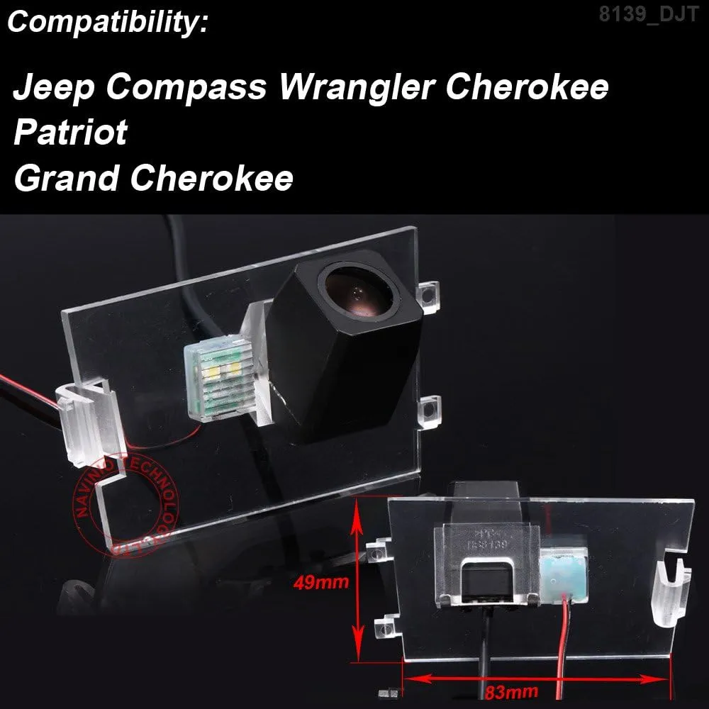1280x720 Pixels 1000TV Lines Backup Vehicle Camera Waterproof Rear View License Plate Car Rear Reverse Parking for Compass Wrangler Cherokee/Patriot/Grand Cherokee … (Super Pro HD Camera)