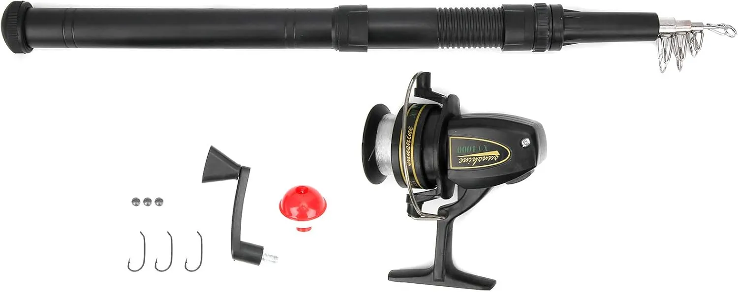 1.6M Fishing Rod & Reel Combo | Carbon Fiber Telescopic Rod for Sea/Inland Water Fishing | Complete Kit with Float, Hooks & Accessories | Lightweight & Sturdy