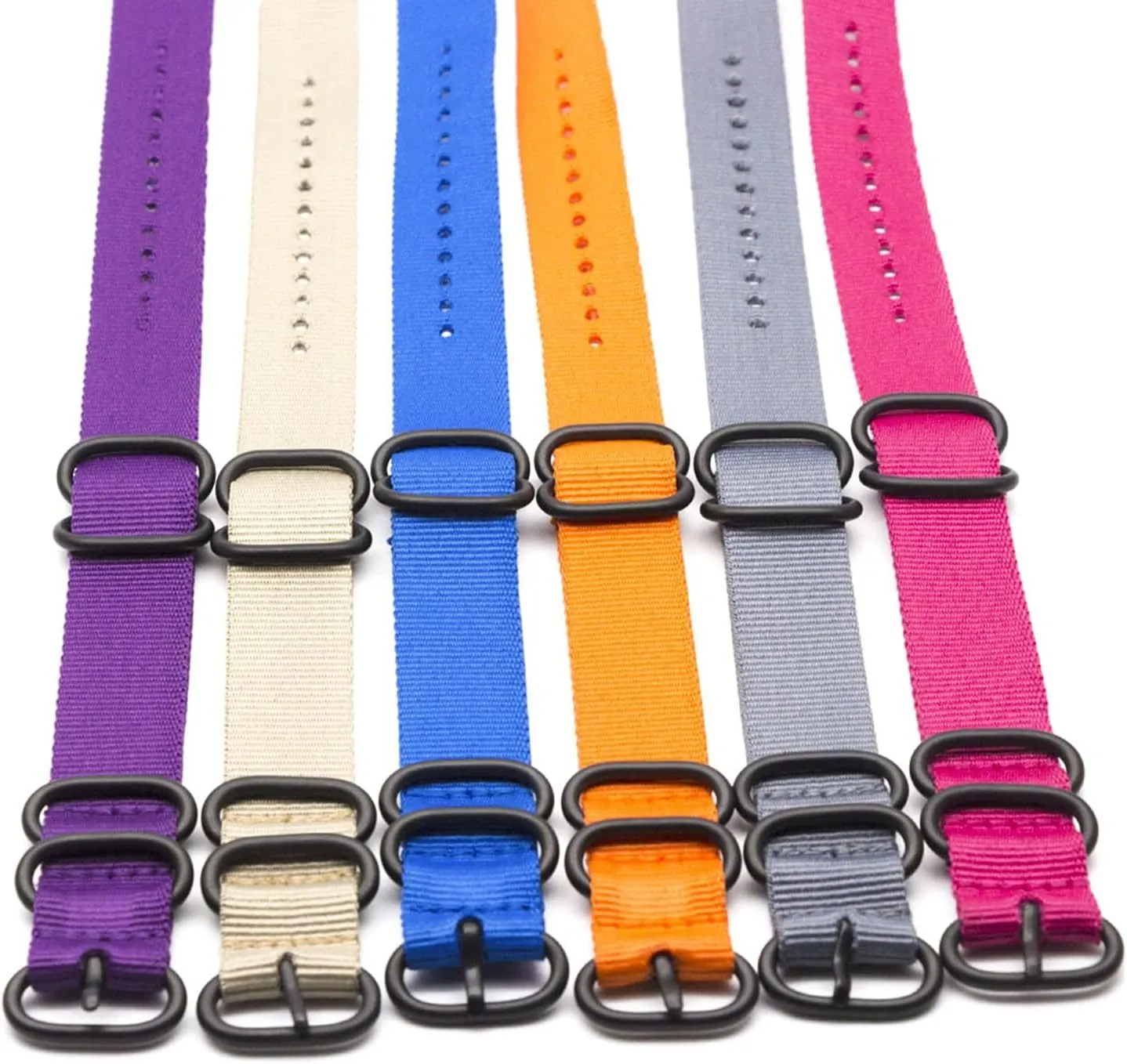 18/20/22/24mm Military Sport Style Wear-resistant Skin Friendly Canvas Watch Strap Black Ring Buckle Nylon Watchband Replacement