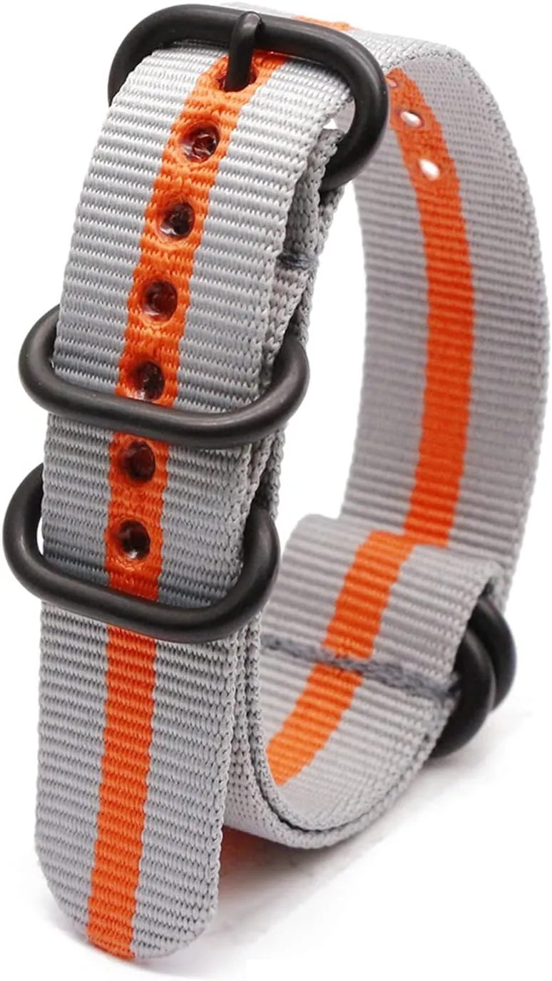18/20/22/24mm Military Sport Style Wear-resistant Skin Friendly Canvas Watch Strap Black Ring Buckle Nylon Watchband Replacement