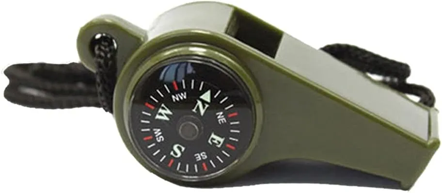 1PC Outdoor Whistle Compass Thermometer 3 in 1 Camping Hiking Accessory Multi-Functional Survival Tools Nylon Neck Rope Compass