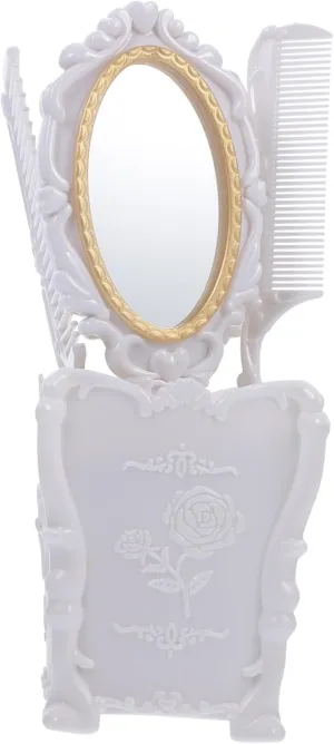 1set Creative Handheld Mirror and Comb Set Elegant -Static Scalp Massage Comb for Makeup Vanity and Hair Styling Portable Case