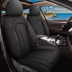 2 Front Seat Covers Fit for Jeep Compass 2012-2024 2025, Premium Leather Car Seat Covers, Waterproof & Airbag-Compatible Seat Cushion Automotive Seat Protectors(2 Seats, Black)
