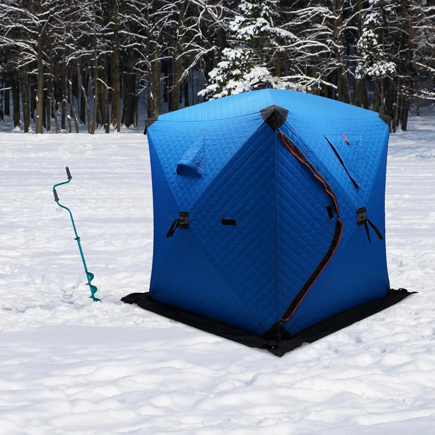 2 People Ice Fishing Tent, Portable Fishing Shelter with Handbag, Thermal Ice Fishing Tent for Parks, Backyards, Snowfields, Grasslands