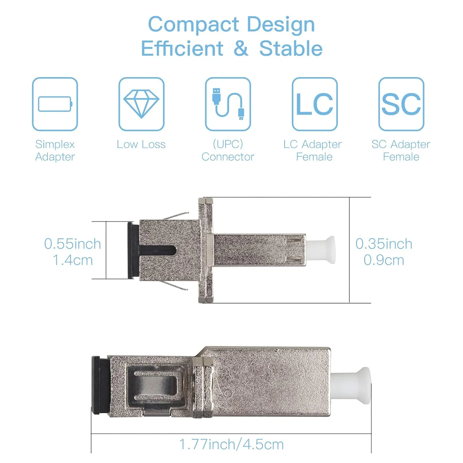 20 Pcs LC to SC Adapter (Female to Female) Fiber Optic Connector Single Mode UPC Simplex Fiber Optic Extender 1PC Fiber Couplers/Flange