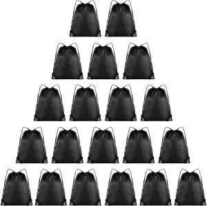 20 Pieces Drawstring Backpack Bulk Cinch Sackpack Ployster Drawstring Bags for Gym Party Trip(Black)