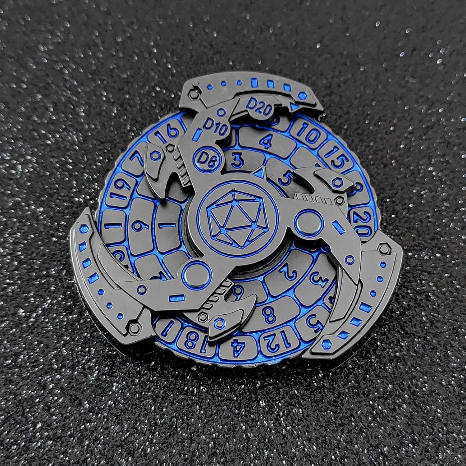 2024 Shadow Roulette Dice Spinner for DND Dice Set, 7-in-1 Dragon Metallic D&D Dice with Gift Case for Dungeons and Dragon Game, RPG Role Playing Table Game Gifts (Blue Silver), sDGND202403