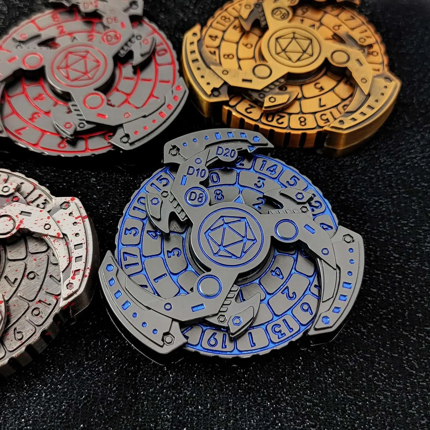 2024 Shadow Roulette Dice Spinner for DND Dice Set, 7-in-1 Dragon Metallic D&D Dice with Gift Case for Dungeons and Dragon Game, RPG Role Playing Table Game Gifts (Blue Silver), sDGND202403