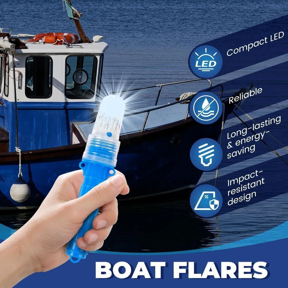 2025 New Boat Flares Coast Guard Approved Marine, Waterproof Boat Safety Kit Emergency Signals for Fishing Nets, Buoys, Boats (2 yellow)