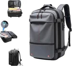 2025 New Upgrade Vacuum Backpack Travel, 60L Expandable Backpack with Vacuum Compression, Anti Theft Travel Vacuum Backpack