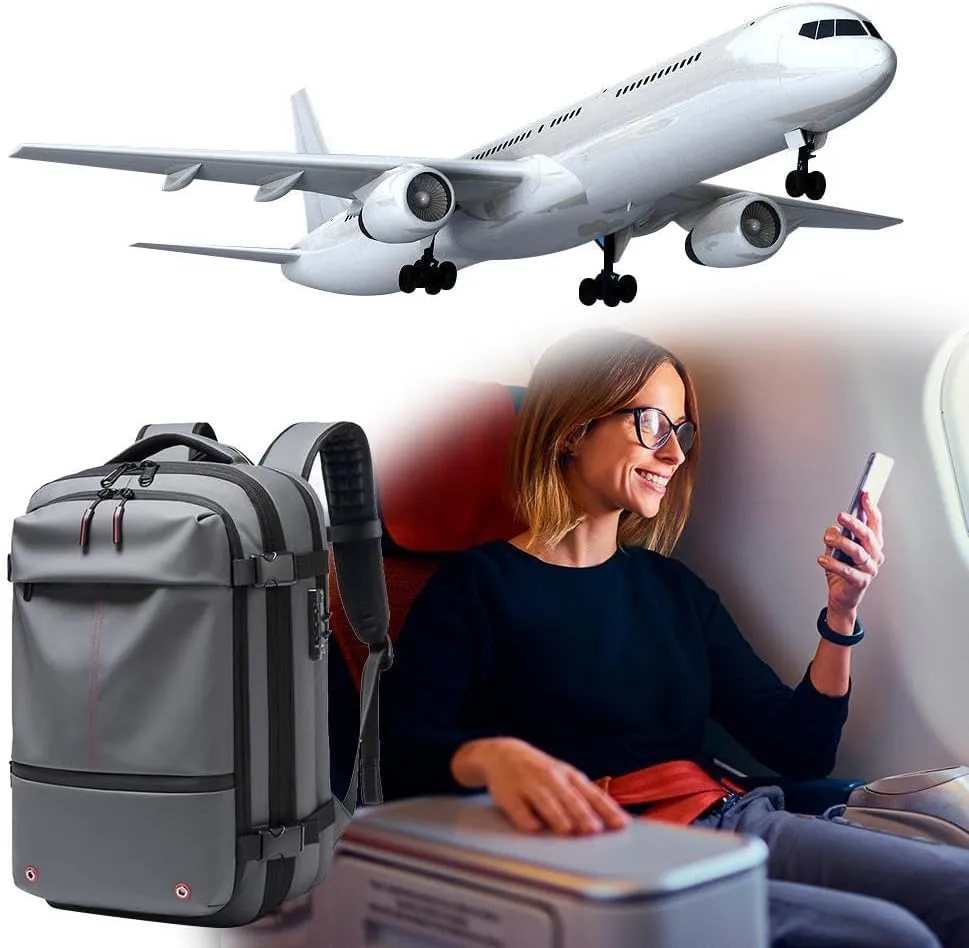 2025 New Upgrade Vacuum Backpack Travel, 60L Expandable Backpack with Vacuum Compression, Anti Theft Travel Vacuum Backpack