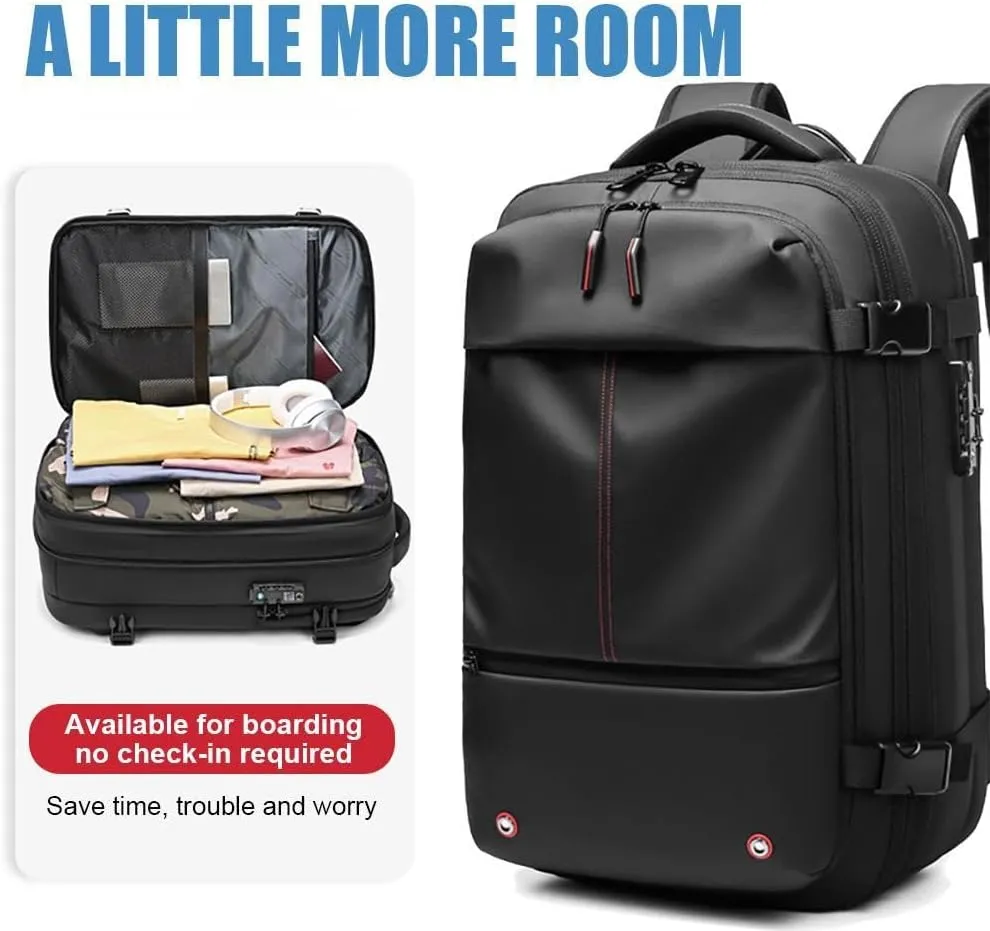 2025 New Upgrade Vacuum Backpack Travel, 60L Expandable Backpack with Vacuum Compression, Anti Theft Travel Vacuum Backpack