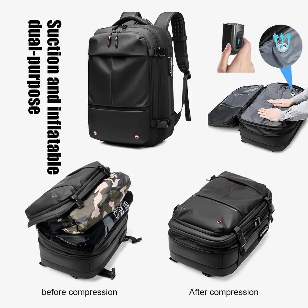 2025 New Upgrade Vacuum Backpack Travel, 60L Expandable Backpack with Vacuum Compression, Anti Theft Travel Vacuum Backpack