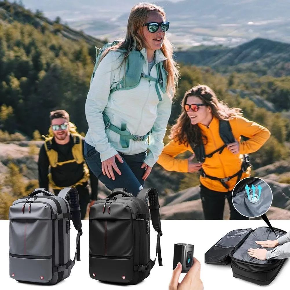 2025 New Upgrade Vacuum Backpack Travel, 60L Expandable Backpack with Vacuum Compression, Anti Theft Travel Vacuum Backpack