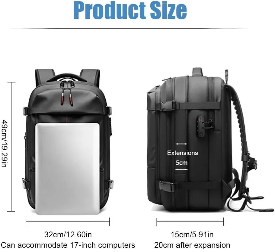 2025 New Upgrade Vacuum Backpack Travel, 60L Expandable Backpack with Vacuum Compression, Anti Theft Travel Vacuum Backpack