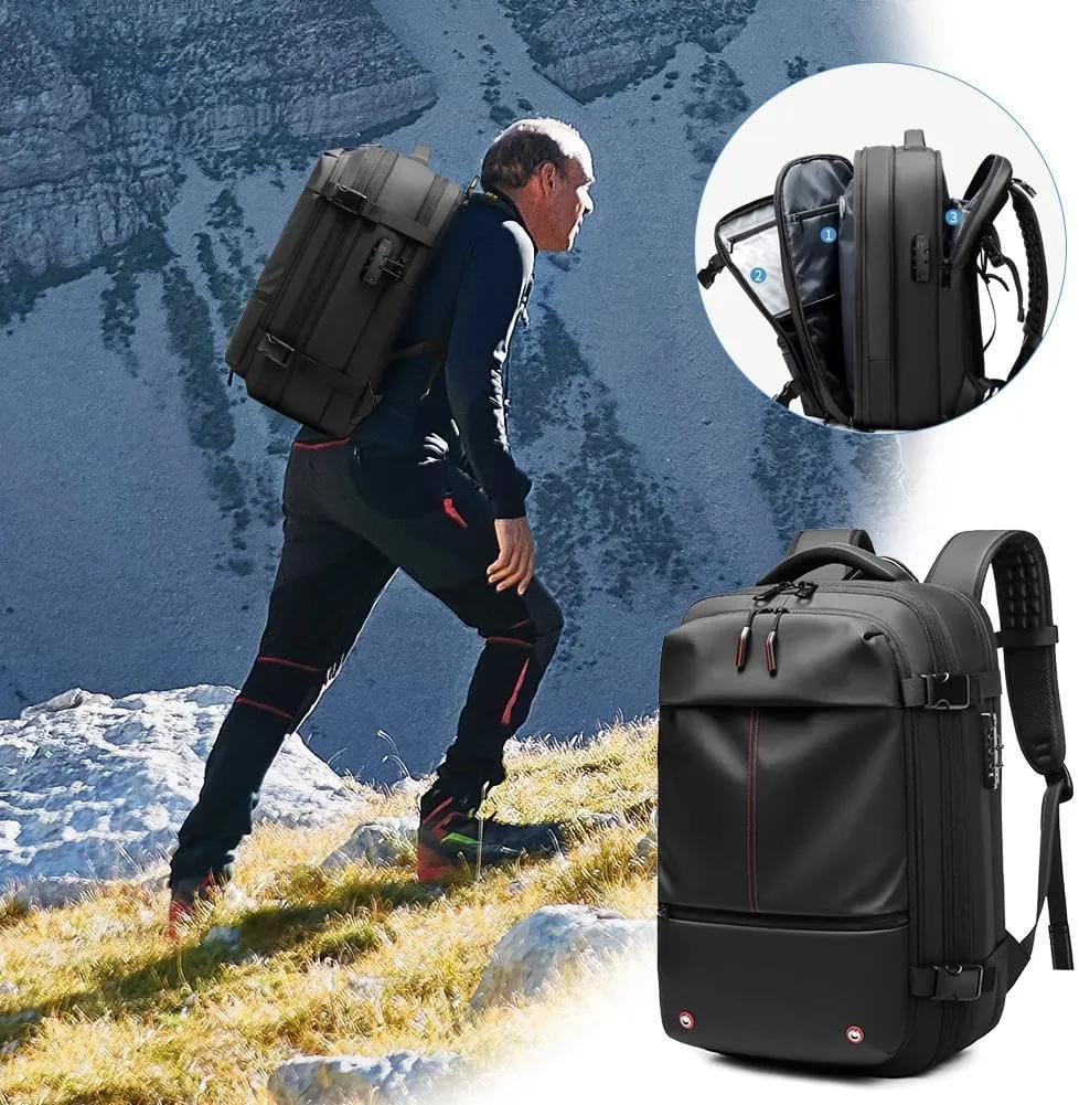 2025 New Upgrade Vacuum Backpack Travel, 60L Expandable Backpack with Vacuum Compression, Anti Theft Travel Vacuum Backpack