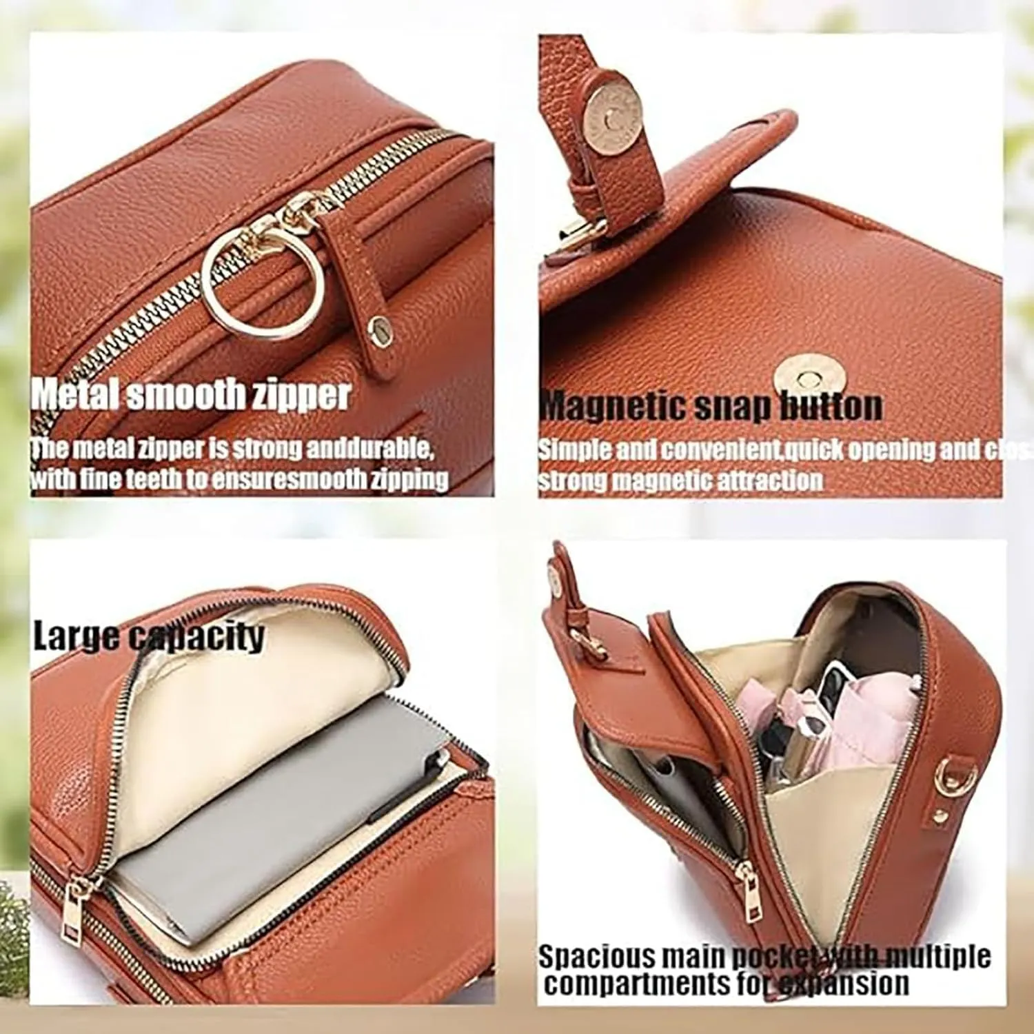 2025 Upgrade Vintage Double Layer Large Capacity Mini Messenger Bag, Leather Small Purse Crossbody Shoulder Bag for Women Men