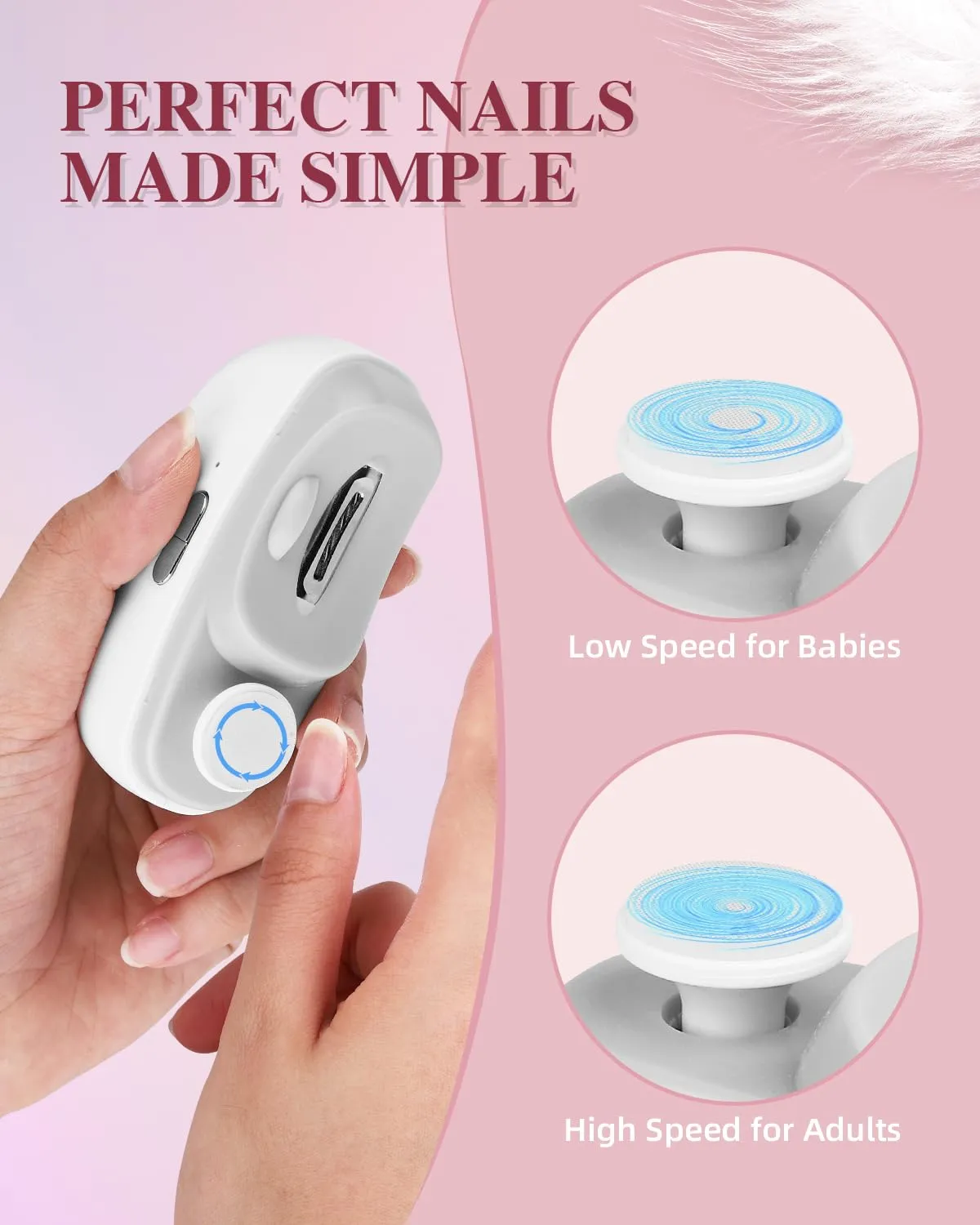 2025 Upgraded Electric Nail Clipper, Electric Nail File, 2 Speeds Automatic Nail Trimmer with LED Light & Clip Storage - USB Rechargeable for Baby, Kids, Adults, Seniors