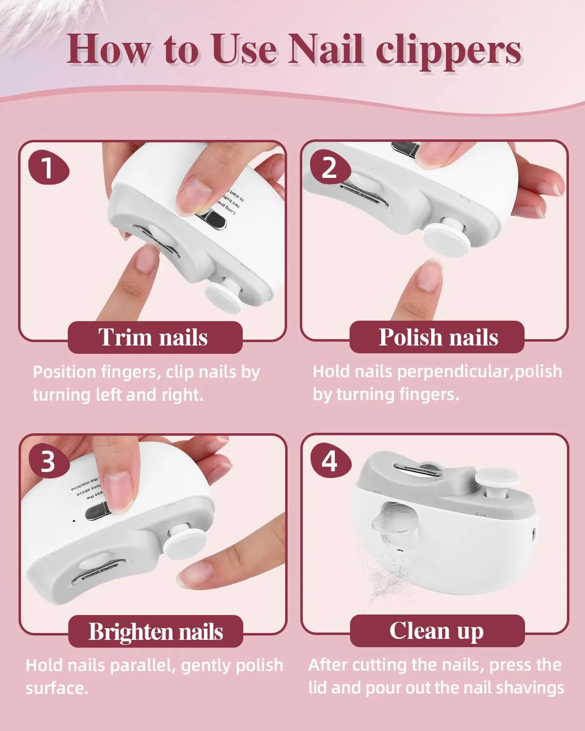 2025 Upgraded Electric Nail Clipper, Electric Nail File, 2 Speeds Automatic Nail Trimmer with LED Light & Clip Storage - USB Rechargeable for Baby, Kids, Adults, Seniors