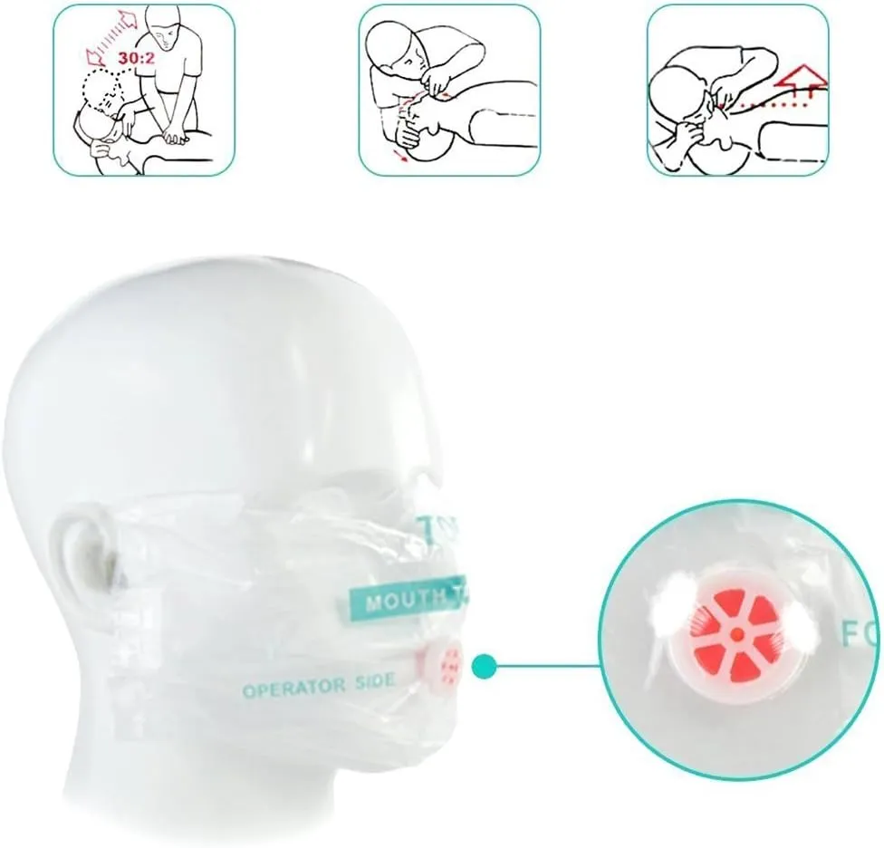 20pcs CPR Face Shield Mask Keychain Ring Emergency Kit CPR Face Shields for First Aid or CPR Training (Blue-20)