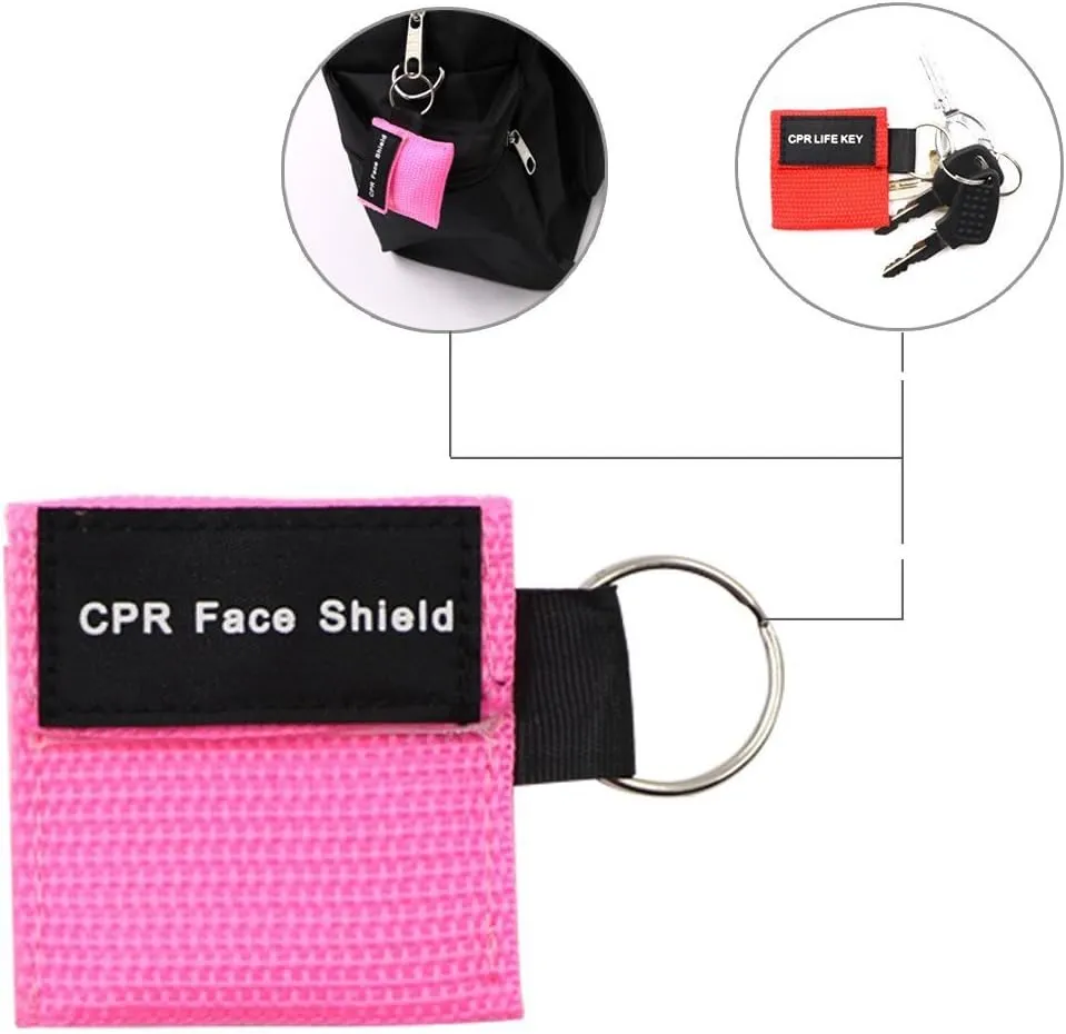 20pcs CPR Face Shield Mask Keychain Ring Emergency Kit CPR Face Shields for First Aid or CPR Training (Blue-20)